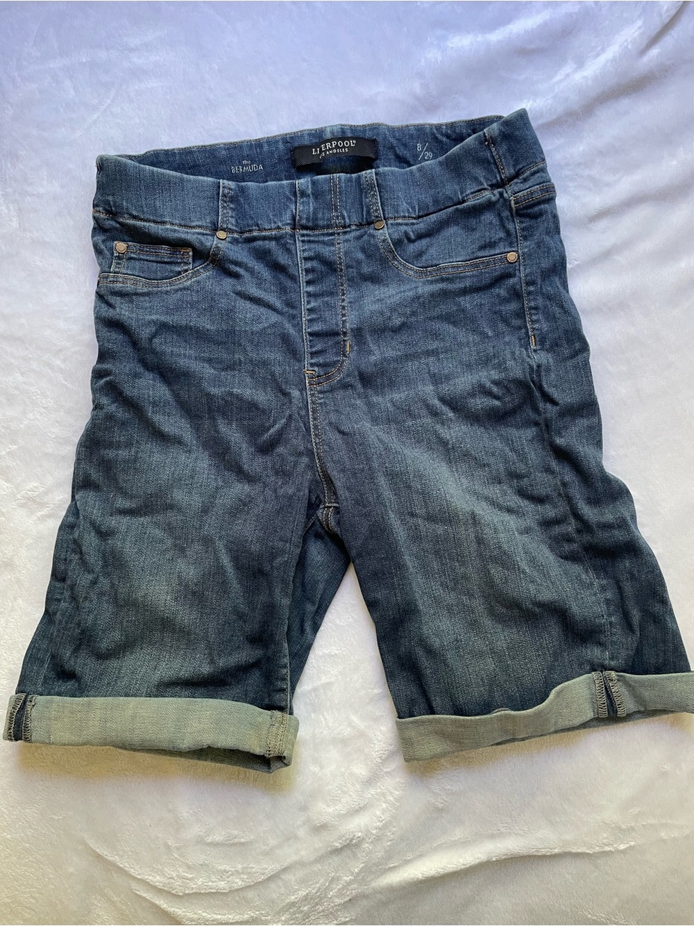 Liverpool Denim Bermuda Shorts - Indigo Blue